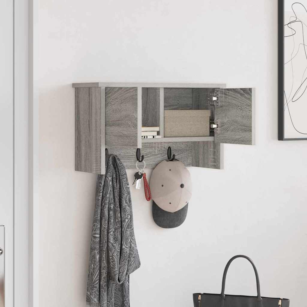 vidaXL Wall-Mounted Coat Rack with Shelf Grey Sonoma 50 x 20 x 30 cm