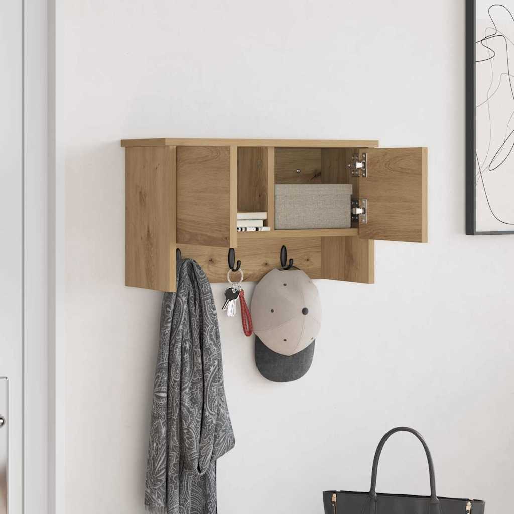 vidaXL Wall-Mounted Coat Rack with Shelf Artisan Oak 50 x 20 x 30 cm
