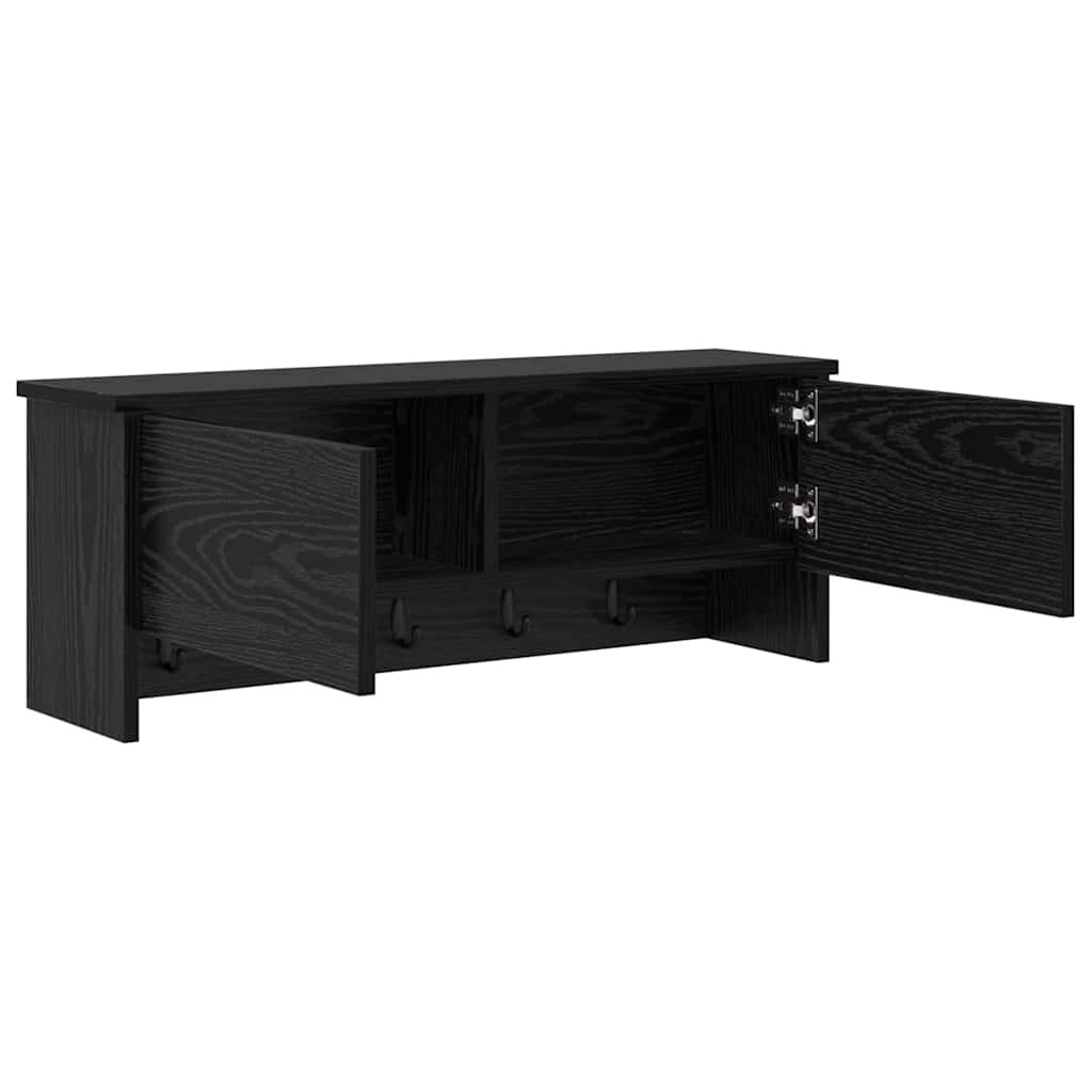 vidaXL Wall-Mounted Coat Rack with Shelf Black Oak 80 x 20 x 30 cm