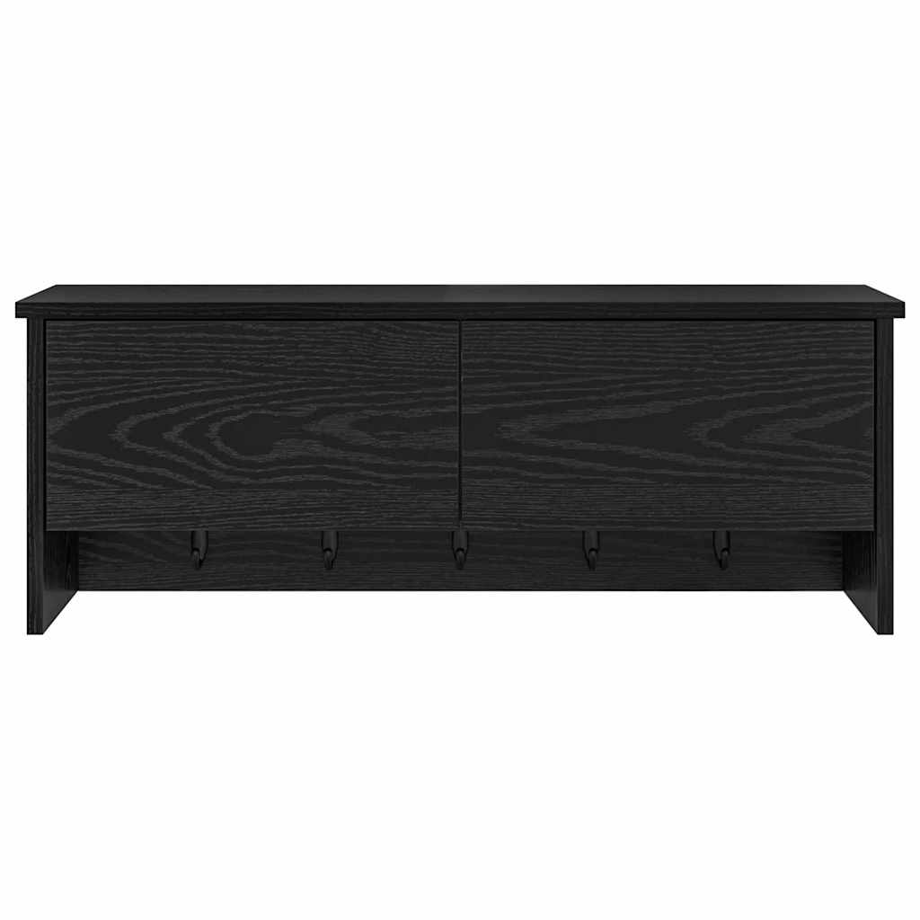 vidaXL Wall-Mounted Coat Rack with Shelf Black Oak 80 x 20 x 30 cm