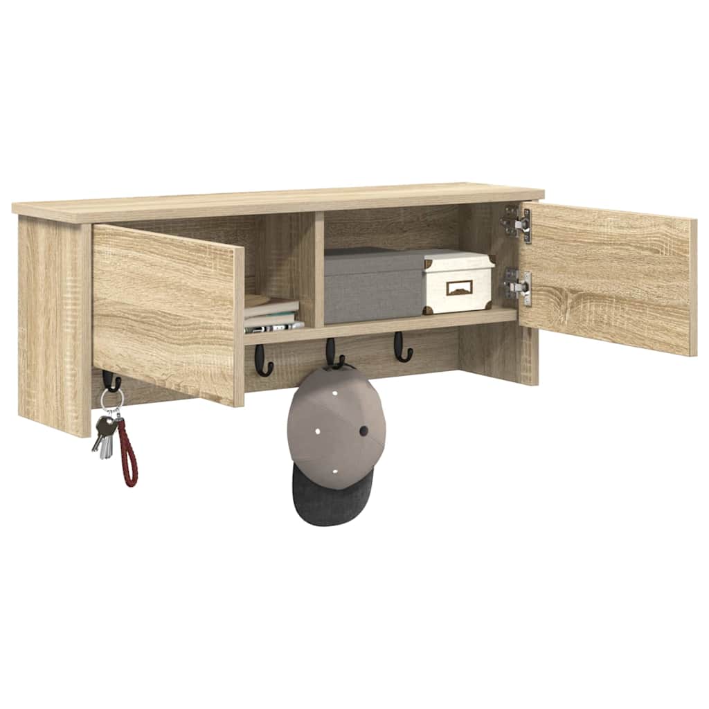 vidaXL Wall-Mounted Coat Rack with Shelf Sonoma Oak 80 x 20 x 30 cm