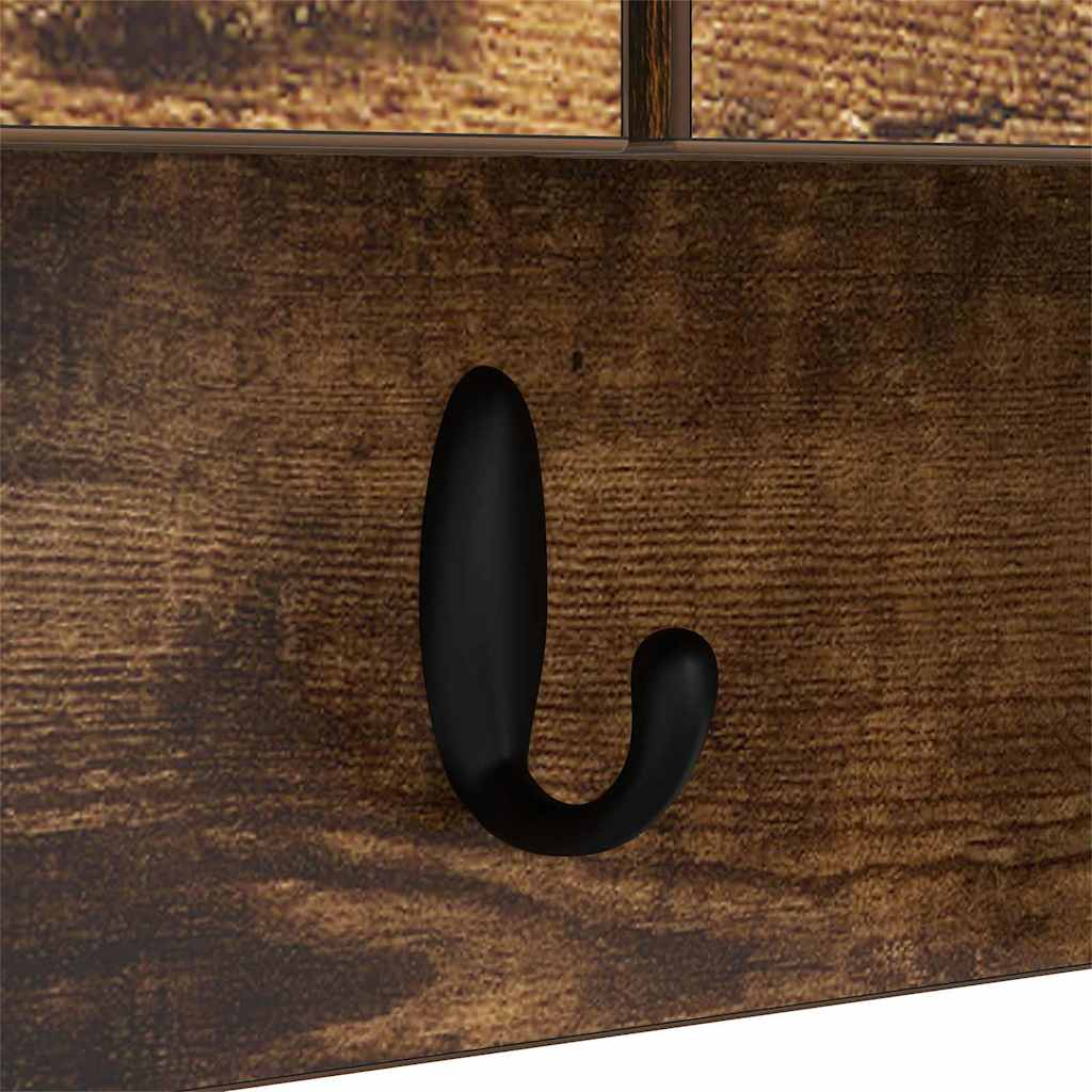 vidaXL Wall-Mounted Coat Rack with Shelf Smoked Oak 80 x 20 x 30 cm