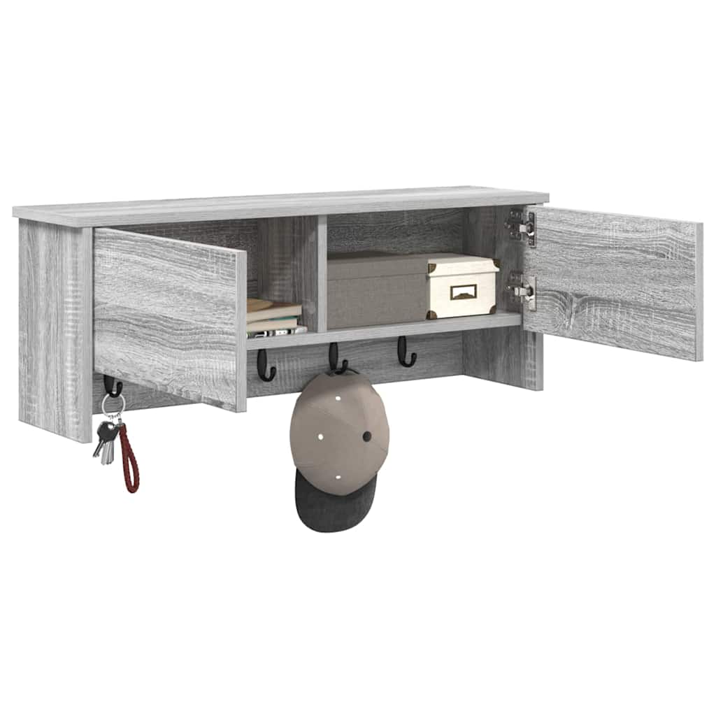 vidaXL Wall-Mounted Coat Rack with Shelf Grey Sonoma 80 x 20 x 30 cm