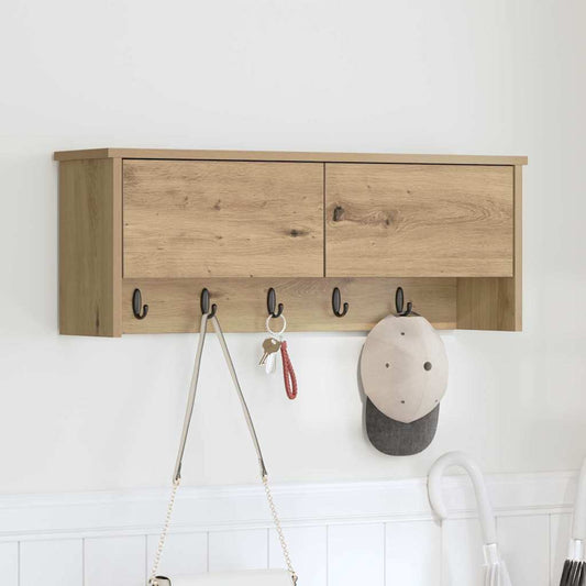 vidaXL Wall-Mounted Coat Rack with Shelf Artisan Oak 80 x 20 x 30 cm