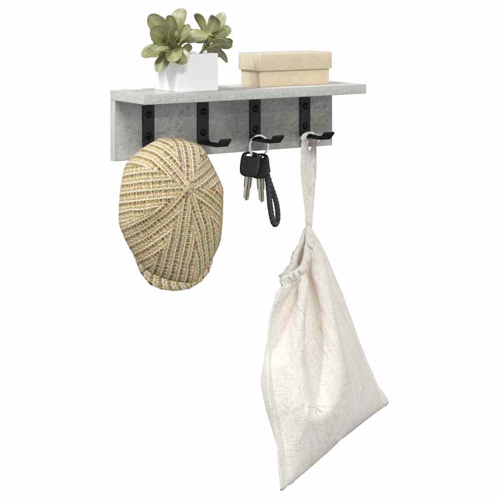 vidaXL Wall-Mounted Coat Rack Concrete Grey 40 x 10.5 x 10.5 cm