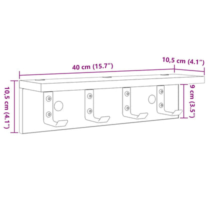 vidaXL Wall-Mounted Coat Rack Concrete Grey 40 x 10.5 x 10.5 cm