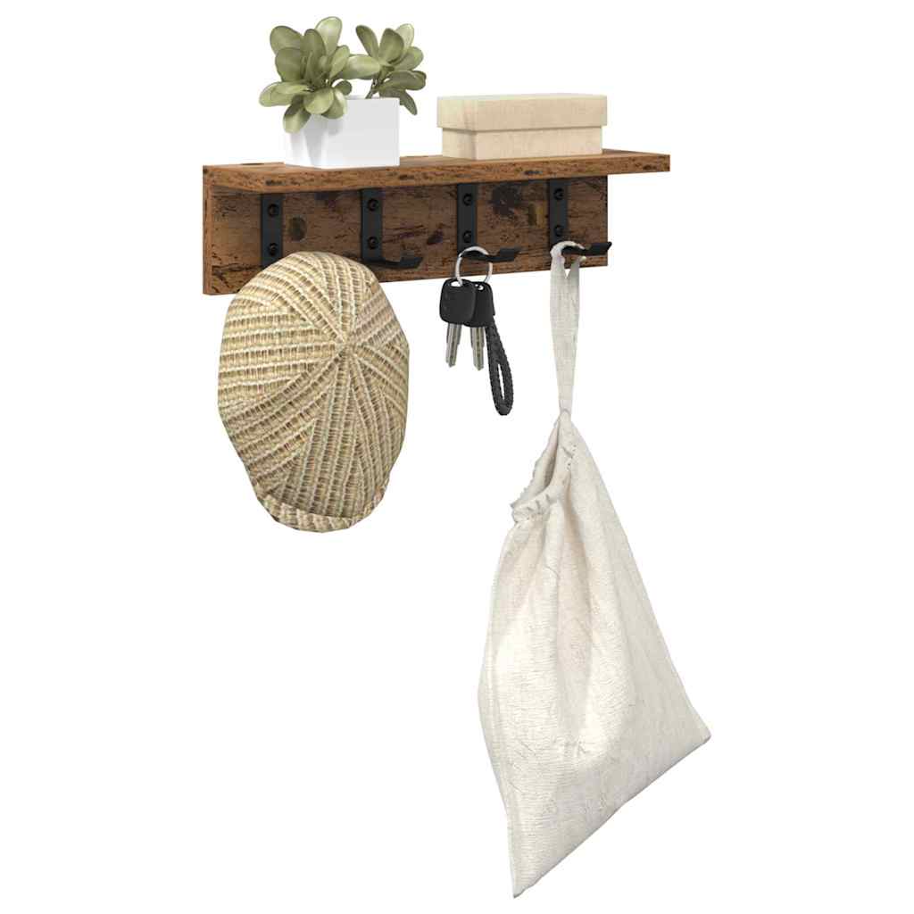 vidaXL Wall-Mounted Coat Rack Old Wood 40 x 10.5 x 10.5 cm