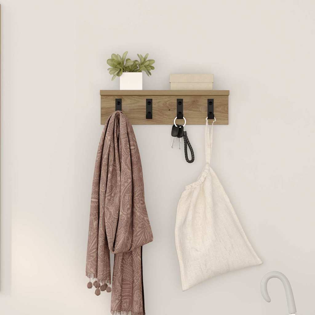 vidaXL Wall-Mounted Coat Rack Wall-Mounted Artisan Oak Engineered wood
