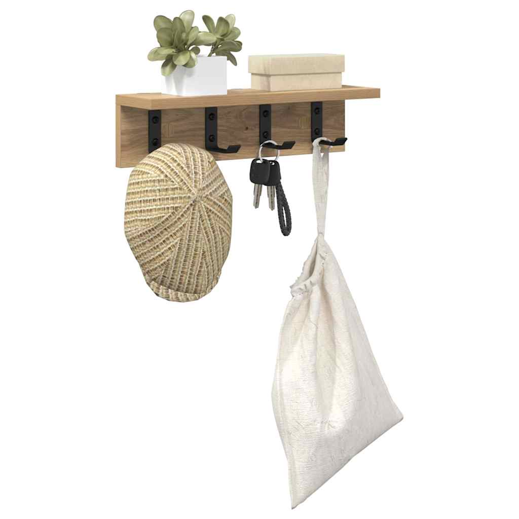 vidaXL Wall-Mounted Coat Rack Wall-Mounted Artisan Oak Engineered wood