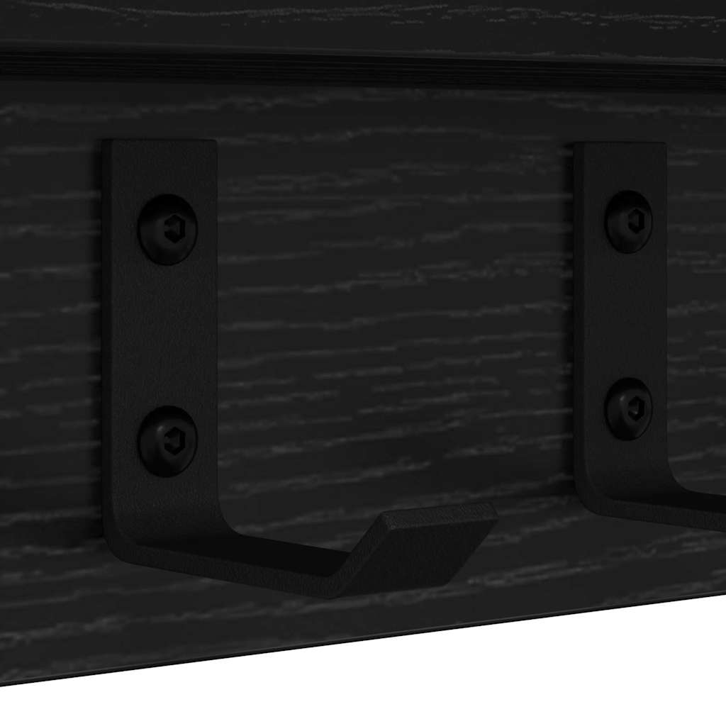 vidaXL Wall-Mounted Coat Rack Black Oak 60 x 10.5 x 10.5 cm