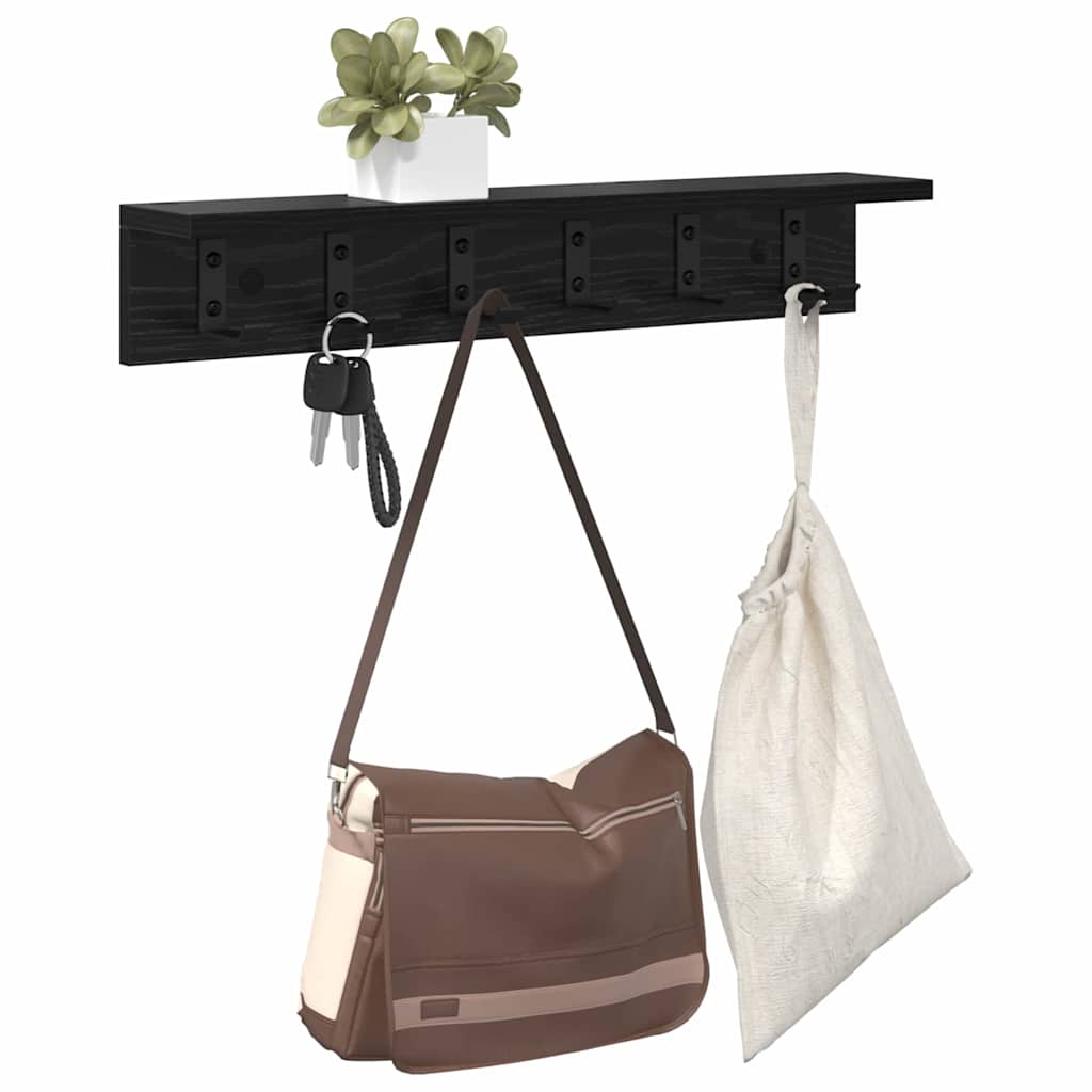 vidaXL Wall-Mounted Coat Rack Black Oak 60 x 10.5 x 10.5 cm