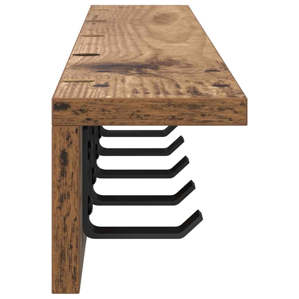 vidaXL Wall-Mounted Coat Rack Old Wood 80 x 10.5 x 10.5 cm