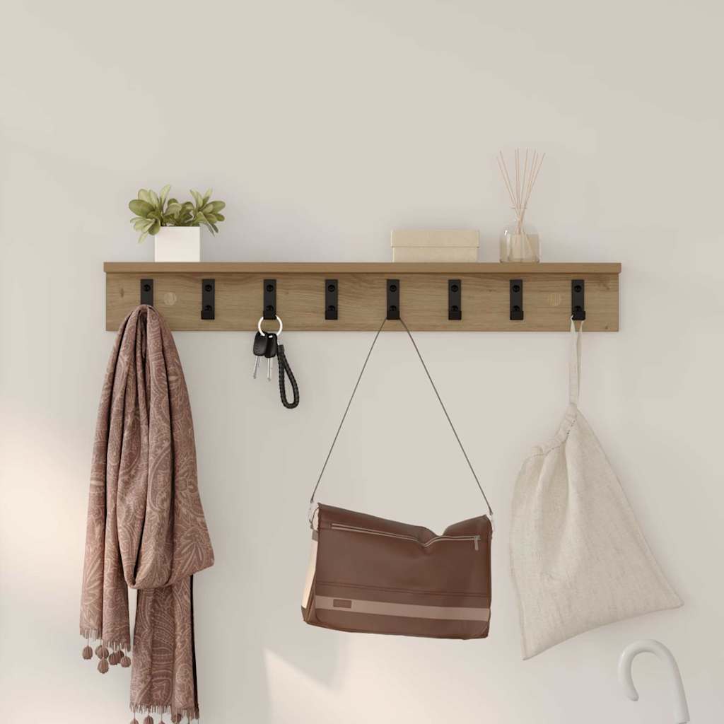 vidaXL Wall-Mounted Coat Rack Wall-Mounted Artisan Oak Engineered wood