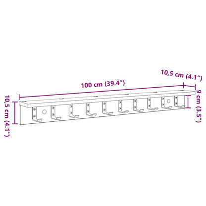 vidaXL Wall-Mounted Coat Rack Grey Sonoma 100 x 10.5 x 10.5 cm