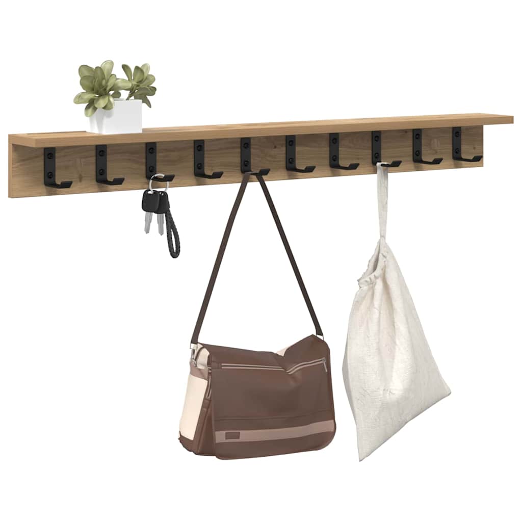 vidaXL Wall-Mounted Coat Rack Wall-Mounted Artisan Oak Engineered wood