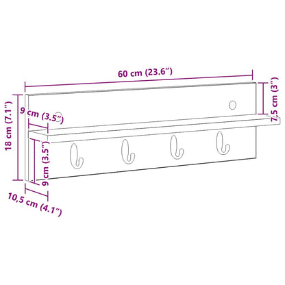 vidaXL Wall-Mounted Coat Rack White 60 x 10.5 x 18 cm Engineered wood