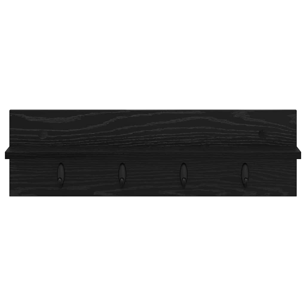 vidaXL Wall-Mounted Coat Rack Wall-mounted Black Oak 60 x 10.5 x 18 cm