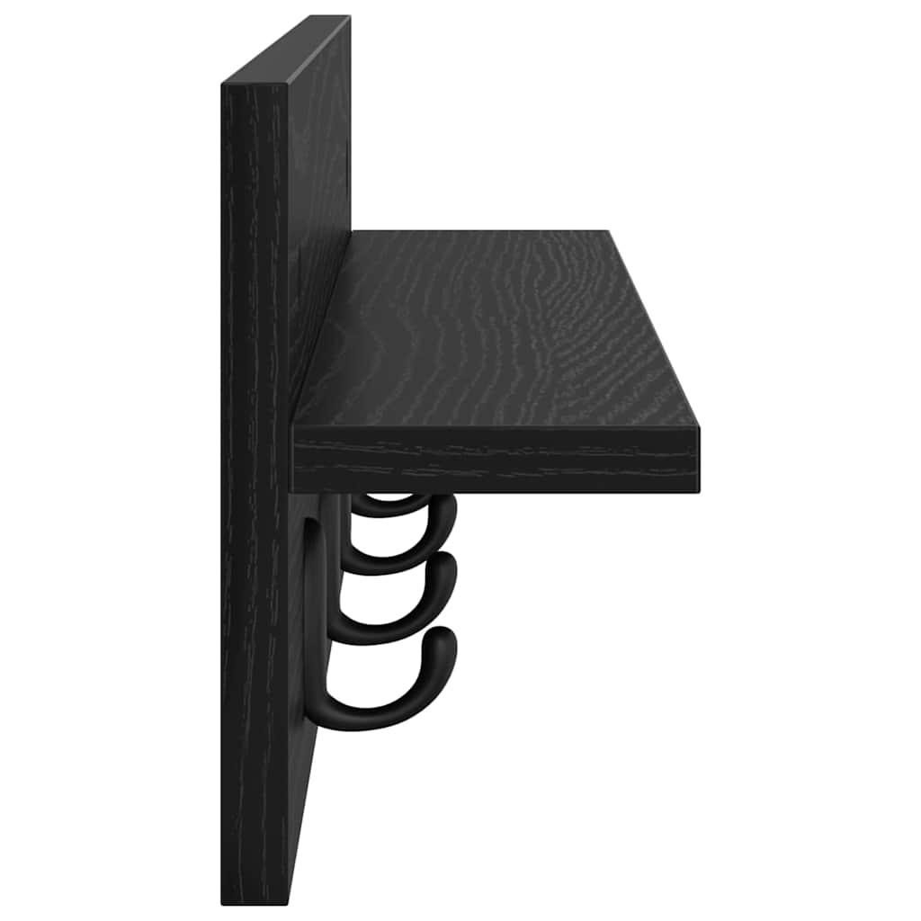 vidaXL Wall-Mounted Coat Rack Wall-Mounted Black Oak 60 x 10.5 x 18 cm