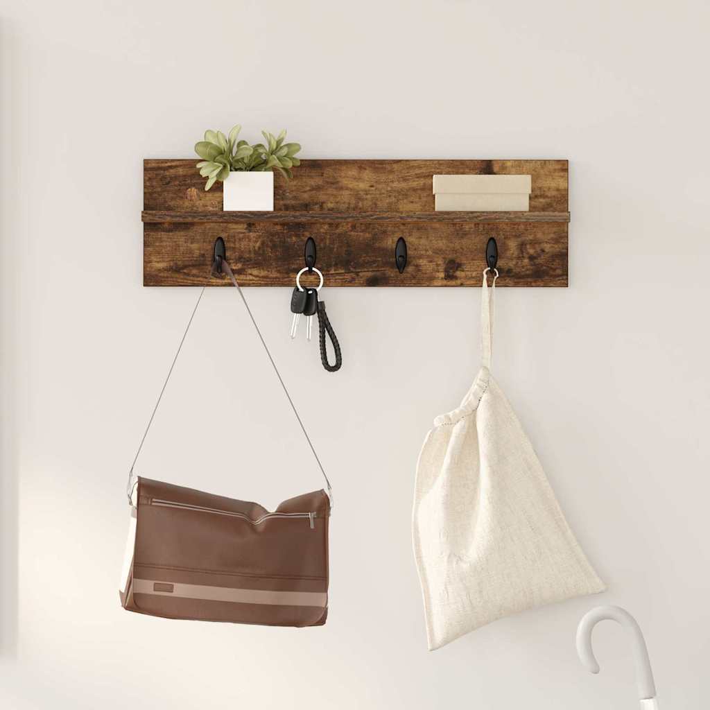 vidaXL Wall-Mounted Coat Rack Smoked Oak 60 x 10.5 x 18 cm