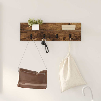 vidaXL Wall-Mounted Coat Rack Smoked Oak 60 x 10.5 x 18 cm
