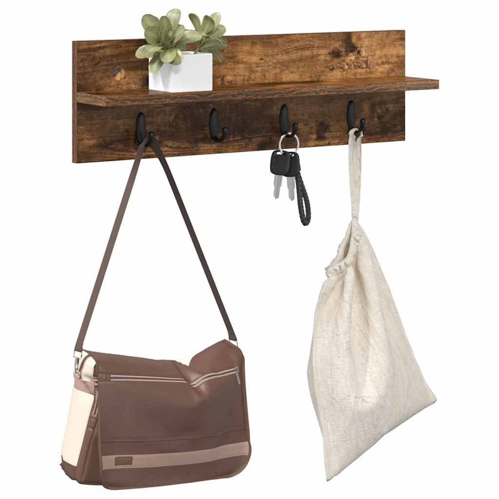 vidaXL Wall-Mounted Coat Rack Smoked Oak 60 x 10.5 x 18 cm