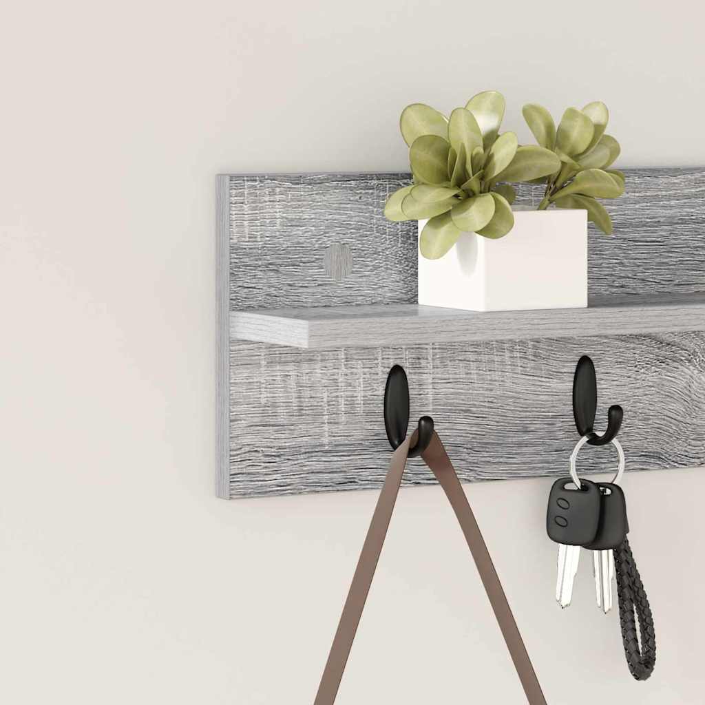 vidaXL Wall-Mounted Coat Rack Wall-Mounted Grey Sonoma Engineered wood
