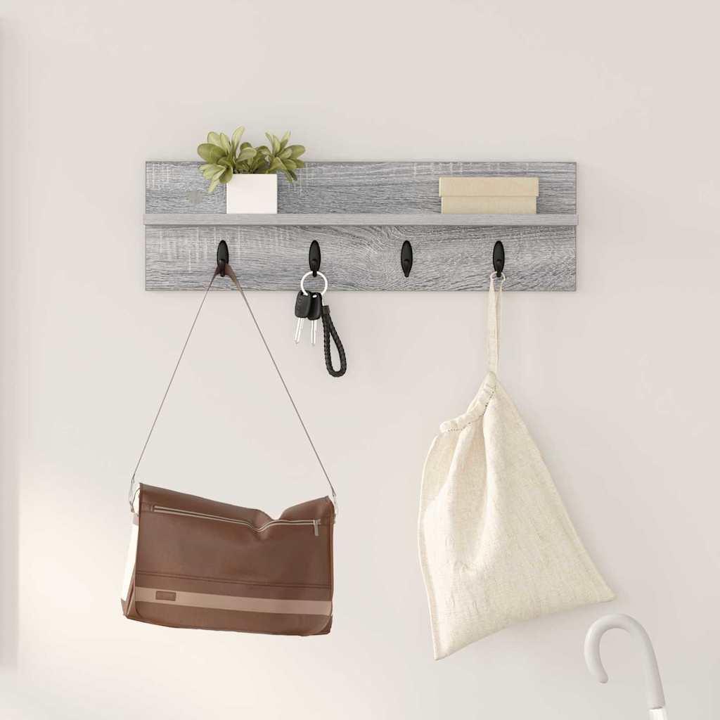 vidaXL Wall-Mounted Coat Rack Wall-Mounted Grey Sonoma Engineered wood