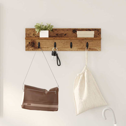vidaXL Wall-Mounted Coat Rack Wall-mounted Old Wood 60 x 10.5 x 18 cm