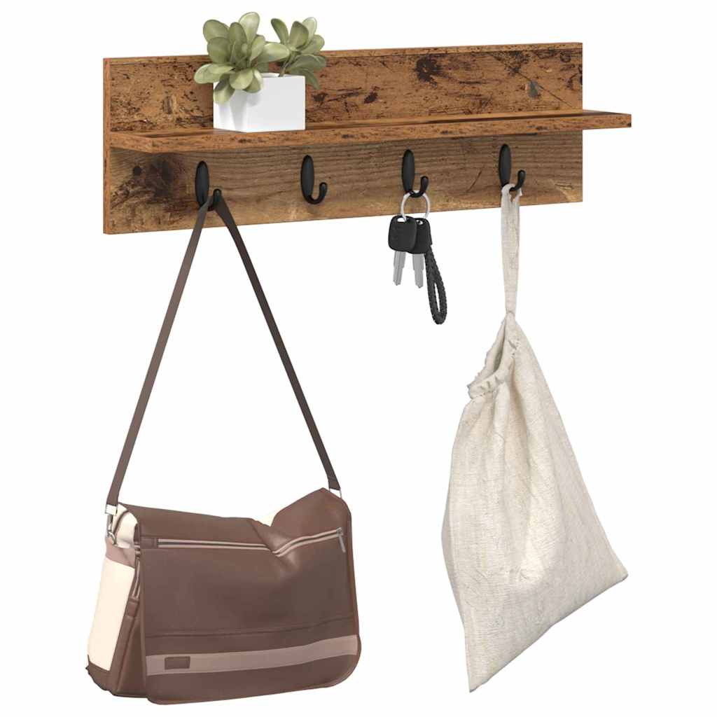 vidaXL Wall-Mounted Coat Rack Wall-mounted Old Wood 60 x 10.5 x 18 cm