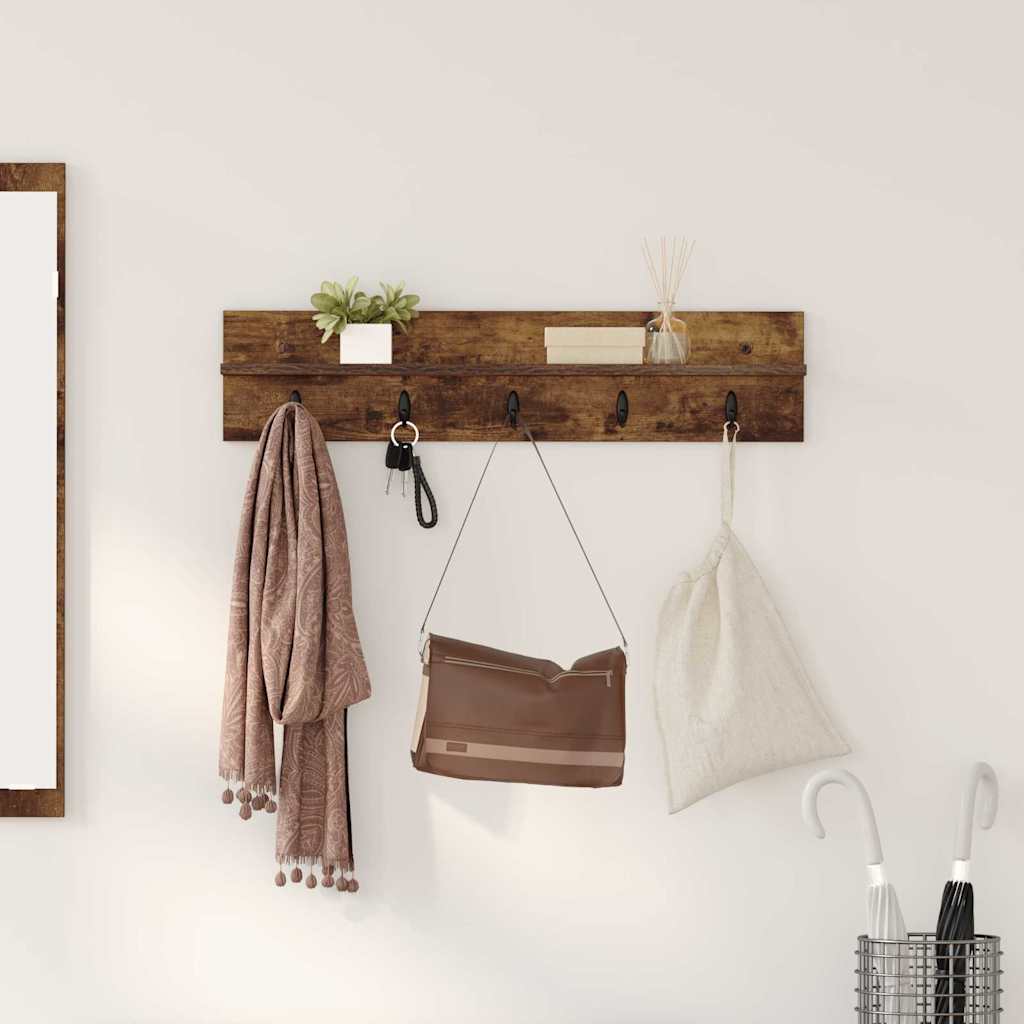 vidaXL Wall-Mounted Coat Rack Wall-Mounted Smoked Oak Engineered wood