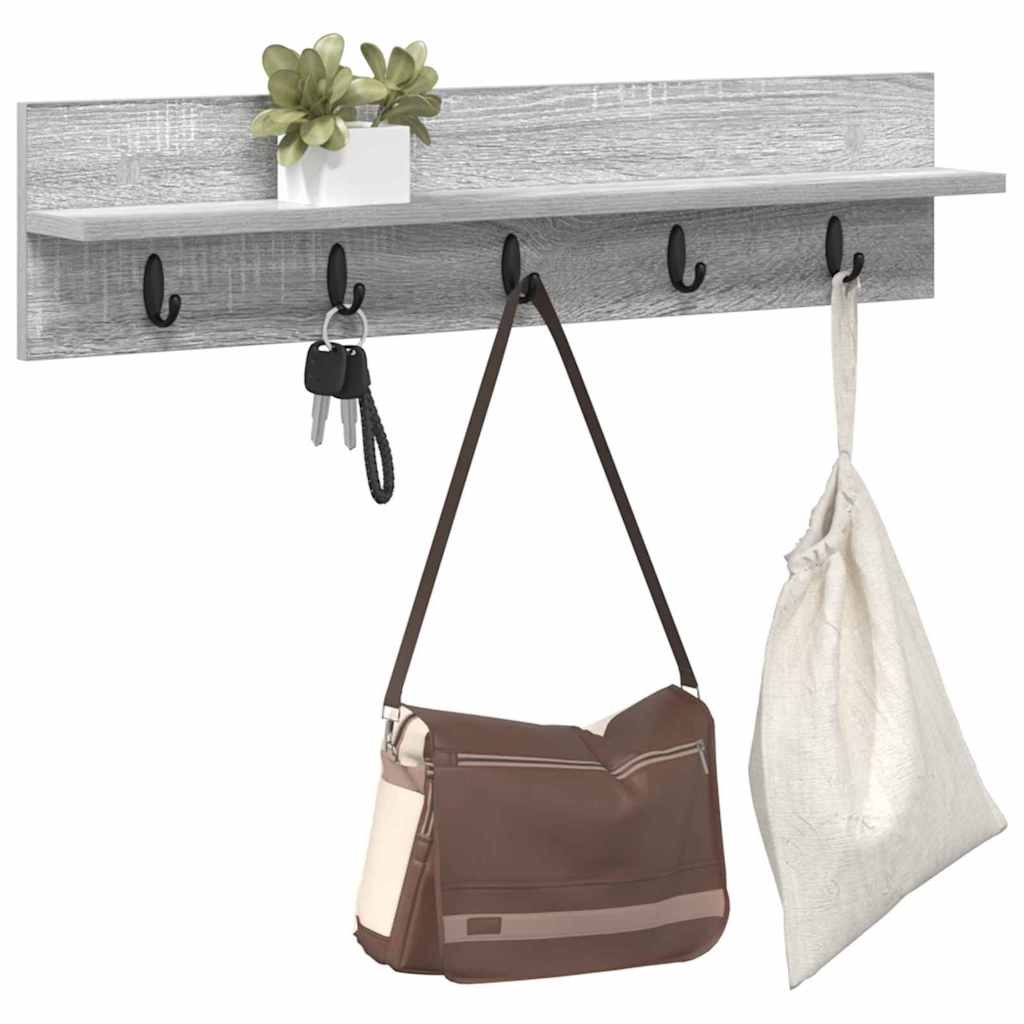 vidaXL Wall-Mounted Coat Rack Wall-Mounted Grey Sonoma Engineered wood