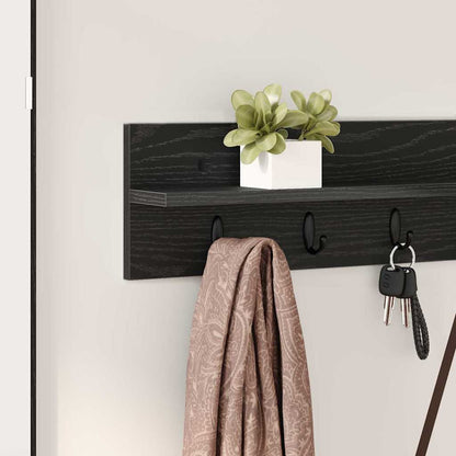 vidaXL Wall-Mounted Coat Rack Black Oak 100 x 10.5 x 18 cm