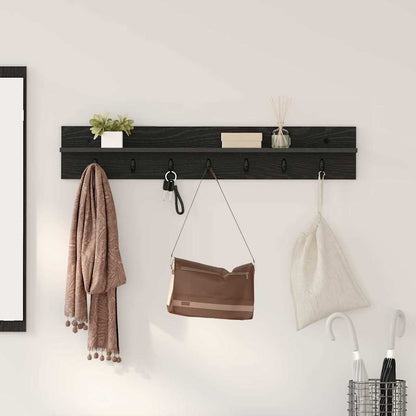 vidaXL Wall-Mounted Coat Rack Black Oak 100 x 10.5 x 18 cm