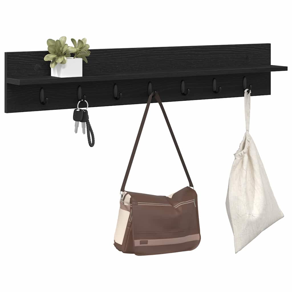 vidaXL Wall-Mounted Coat Rack Black Oak 100 x 10.5 x 18 cm