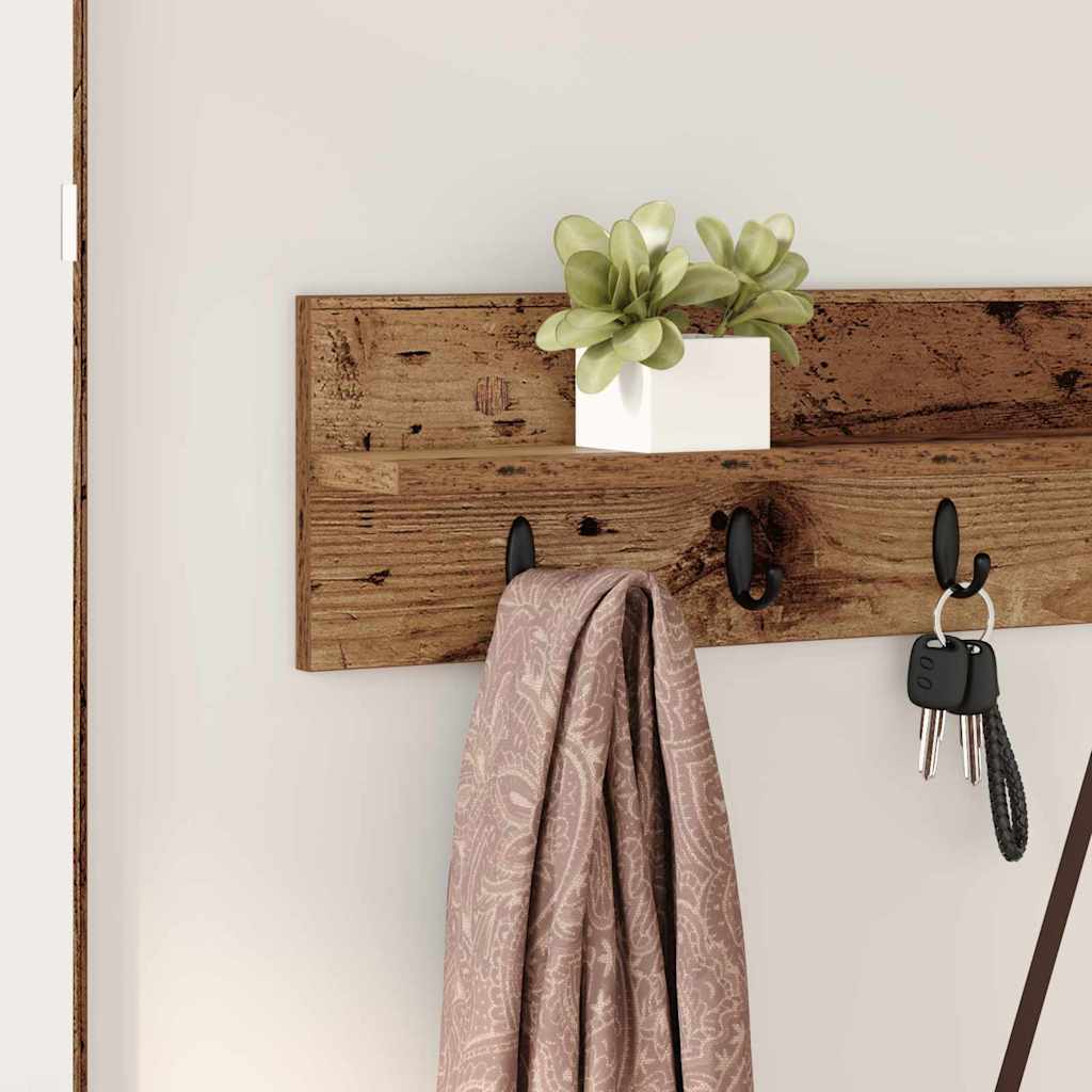 vidaXL Wall-Mounted Coat Rack Wall-mounted Old Wood 100 x 10.5 x 18 cm