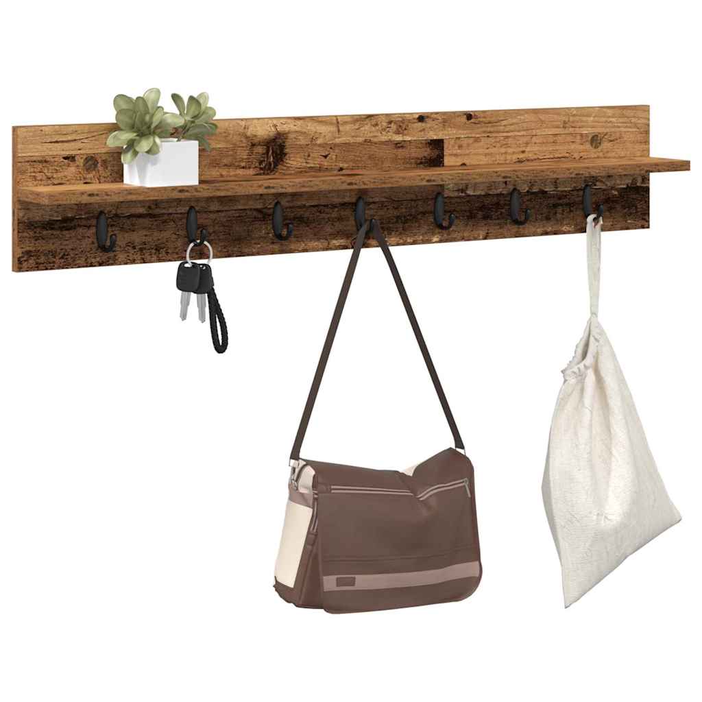 vidaXL Wall-Mounted Coat Rack Wall-mounted Old Wood 100 x 10.5 x 18 cm