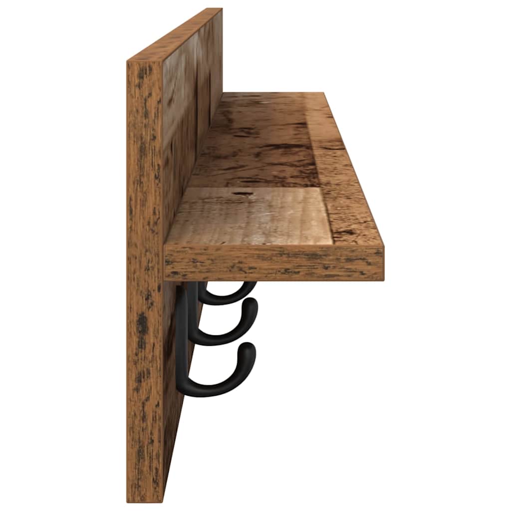 vidaXL Wall-Mounted Coat Rack Wall-mounted Old Wood 100 x 10.5 x 18 cm