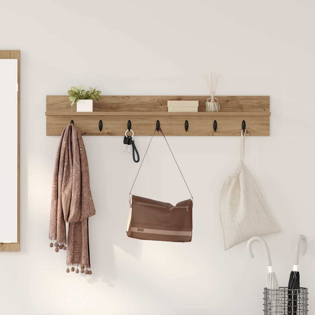 vidaXL Wall-Mounted Coat Rack Artisan Oak 100 x 10.5 x 18 cm
