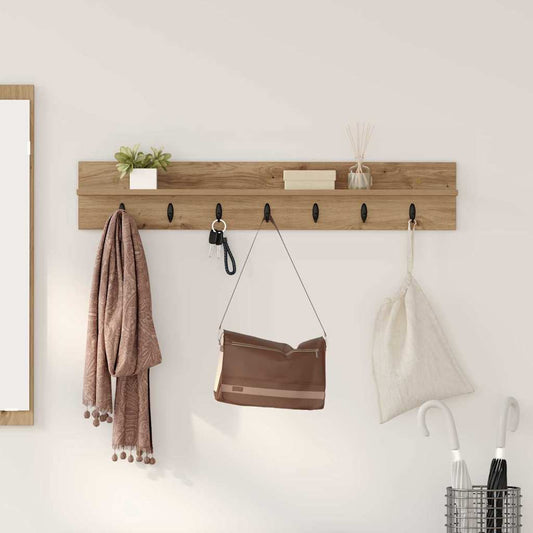 vidaXL Wall-Mounted Coat Rack Artisan Oak 100 x 10.5 x 18 cm