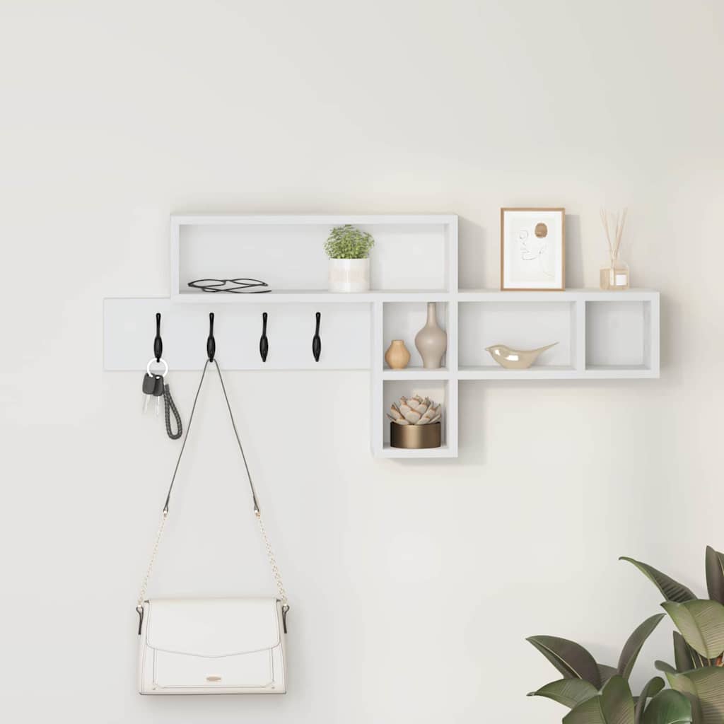vidaXL Wall-Mounted Coat Rack Wall-Mounted White 100 x 12 x 43.5 cm