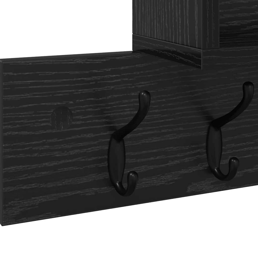 vidaXL Wall-Mounted Coat Rack Wall-Mounted Black Oak Engineered wood