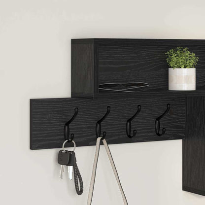 vidaXL Wall-Mounted Coat Rack with Shelf Black Oak 100 x 12 x 43.5 cm