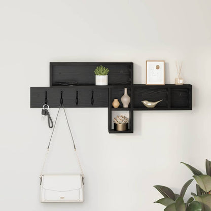 vidaXL Wall-Mounted Coat Rack with Shelf Black Oak 100 x 12 x 43.5 cm