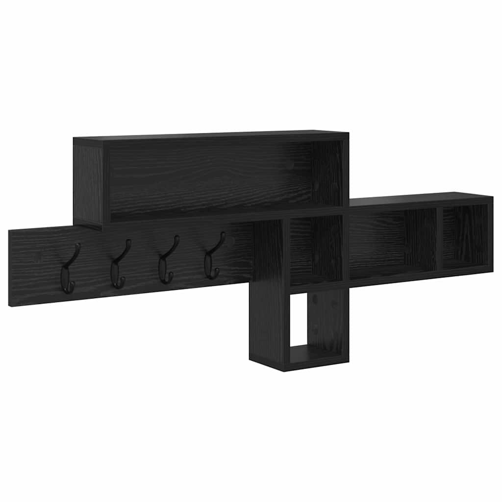 vidaXL Wall-Mounted Coat Rack with Shelf Black Oak 100 x 12 x 43.5 cm