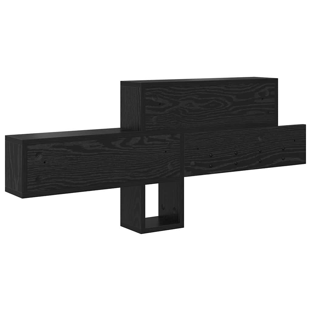 vidaXL Wall-Mounted Coat Rack with Shelf Black Oak 100 x 12 x 43.5 cm