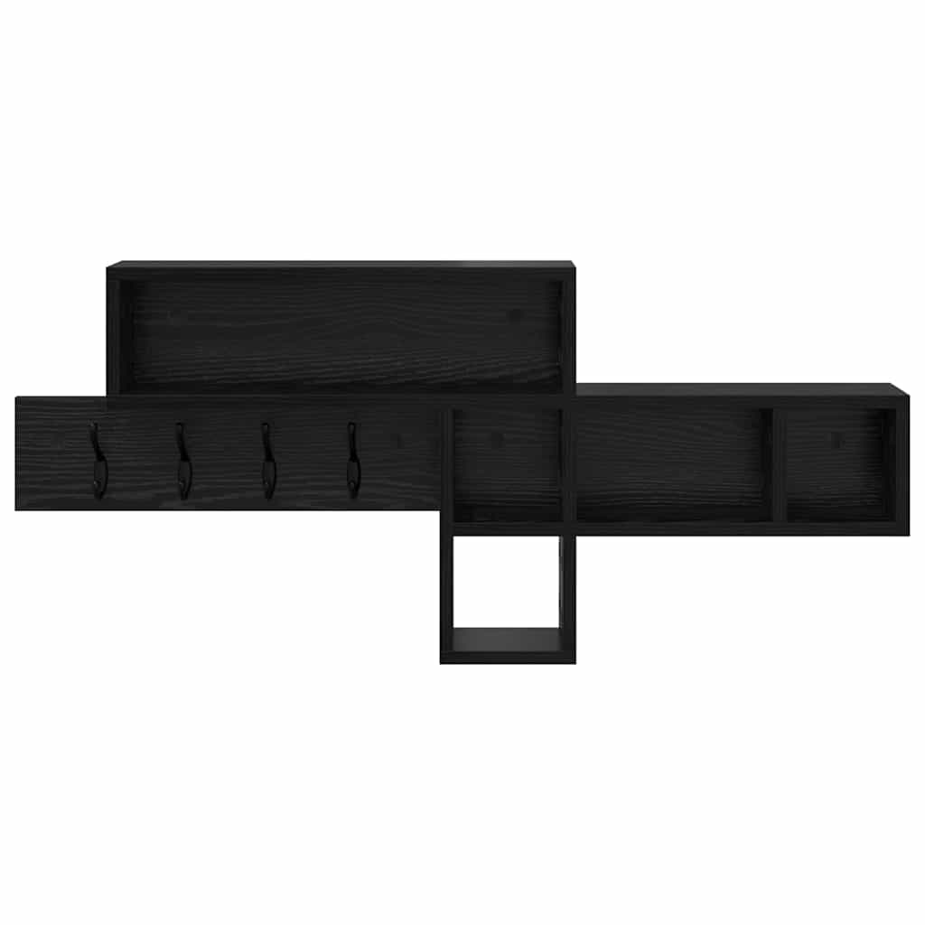 vidaXL Wall-Mounted Coat Rack with Shelf Black Oak 100 x 12 x 43.5 cm