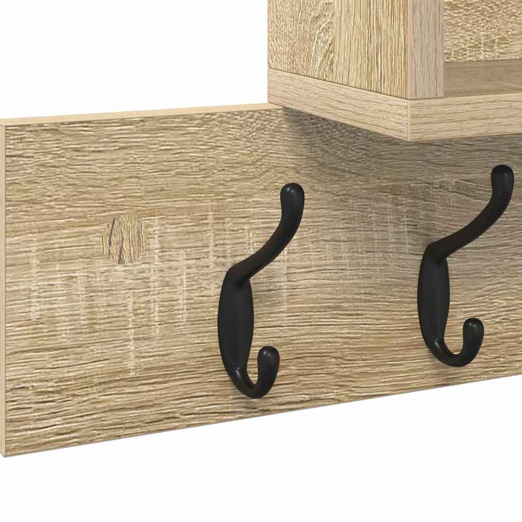 vidaXL Wall-Mounted Coat Rack Wall-Mounted Sonoma Oak Engineered wood