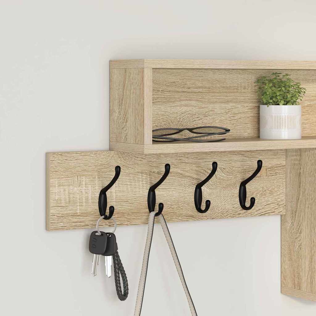 vidaXL Wall-Mounted Coat Rack Wall-Mounted Sonoma Oak Engineered wood