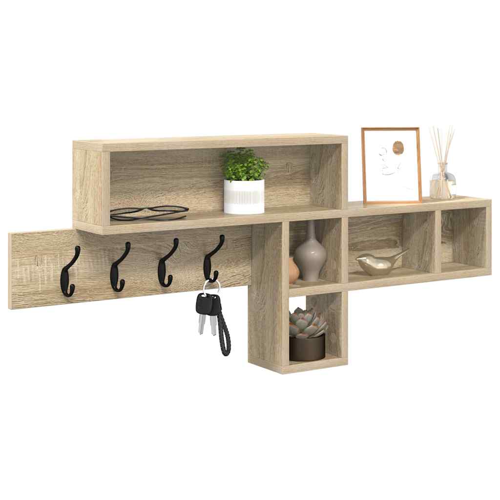 vidaXL Wall-Mounted Coat Rack Wall-Mounted Sonoma Oak Engineered wood
