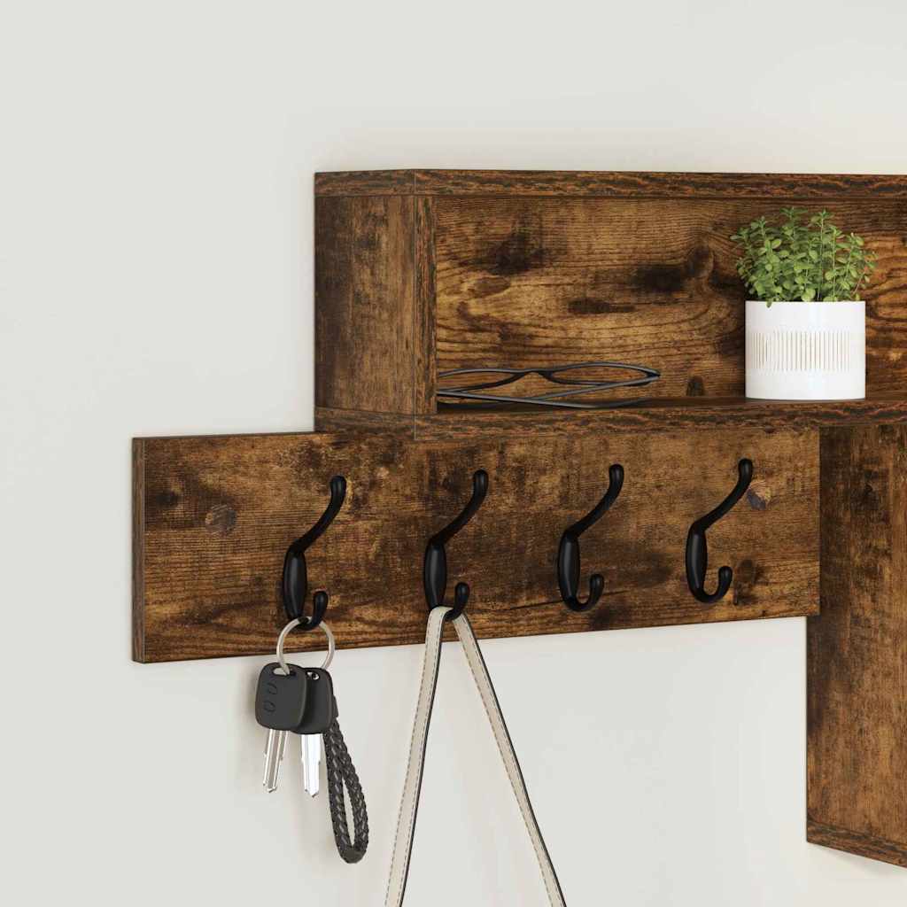 vidaXL Wall-Mounted Coat Rack Wall-Mounted Smoked Oak Engineered wood